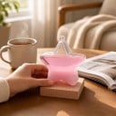 Bouřkové sklo Storm Glass ve tvaru hvězdy 10 x 10 cm Skleněný barometr s krystaly na dřevěném podstavci Dekorace na stůl 3