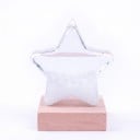 Bouřkové sklo Storm Glass ve tvaru hvězdy 10 x 10 cm Skleněný barometr s krystaly na dřevěném podstavci Dekorace na stůl 4