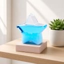 Bouřkové sklo Storm Glass ve tvaru hvězdy 10 x 10 cm Skleněný barometr s krystaly na dřevěném podstavci Dekorace na stůl 5