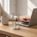 Kinetisk gynge med figur i metalramme 6,5 x 19 cm Sølv pendel dekoration til skrivebordet i kontoret og stuen 3
