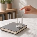 Kinetisk gynge med figur i metalramme 6,5 x 19 cm Sølv pendel dekoration til skrivebordet i kontoret og stuen 4