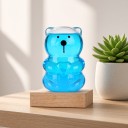 Bouřkové sklo Storm Glass ve tvaru medvídka 11,5 x 8 cm Skleněný barometr s krystaly na dřevěném podstavci Dekorace 4