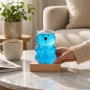 Bouřkové sklo Storm Glass ve tvaru medvídka 11,5 x 8 cm Skleněný barometr s krystaly na dřevěném podstavci Dekorace 5