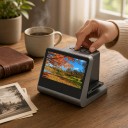 Negativ- og diascanner 24 MPx med 5 tommers LCD-skærm 16 GB hukommelse Film 135 126 110 og Super 8 Grå til digitalisering af fotografier 8