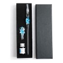Glasdipfeder mit Blume 19 cm Set mit Halter und Tinte In Geschenkbox Für Kalligraphie 4
