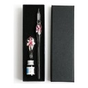 Glasdipfeder mit Blume 19 cm Set mit Halter und Tinte In Geschenkbox Für Kalligraphie 5
