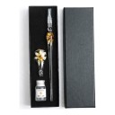 Glasdipfeder mit Blume 19 cm Set mit Halter und Tinte In Geschenkbox Für Kalligraphie 8