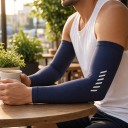 Cooling Compression Arm Sleeves 1 Pair UV Protection UPF 50+ Breathable Elastic Polyester For Cycling Running Fishing and Driving 11