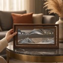 Drehbares 3D-Bild mit bewegtem Sand 40,5 x 20,5 cm Sandpendelbild im Holzrahmen Dekoration für das Wohnzimmer 6