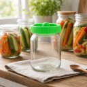 Fermenteringslåg 86 mm med ventil Plastisk skruelåg til konserveringsglas med bred åbning Grøn Til fermentering af kål og agurker 2