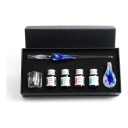 Glas Dip Pen mit Blume 19 cm Set mit 4 Tinten, Ständer und Glasbehälter In Geschenkbox Für Kalligraphie 1