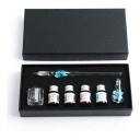Glas Dip Pen mit Blume 19 cm Set mit 4 Tinten, Ständer und Glasbehälter In Geschenkbox Für Kalligraphie 4