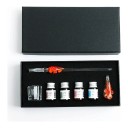 Glas Dip Pen mit Blume 19 cm Set mit 4 Tinten, Ständer und Glasbehälter In Geschenkbox Für Kalligraphie 7