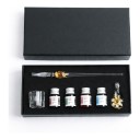 Glas Dip Pen mit Blume 19 cm Set mit 4 Tinten, Ständer und Glasbehälter In Geschenkbox Für Kalligraphie 8
