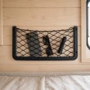 Úložná síť do auta a karavanu 36 x 18 cm Pružná síťka s pevným rámem z ABS Na dveře stěnu i opěradlo Černá Montáž pomocí šroubů 2