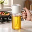 Üveg olajadagoló 2 az 1-ben 550 ml Permetező és öntő Automatika fedél Boroszilikát üveg Főzéshez és grillezéshez 5