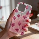 Pouzdro na iPhone 18 Pro Průhledný matný kryt Motiv růžových tulipánů Měkký rám z TPU Tvrdý zadní panel Ochrana proti nárazům 3