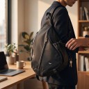 Stor sling taske over skulderen 36 x 54 x 15 cm Nylon crossbody taske over brystet Sort Unisex Til rejser, skole og by 4