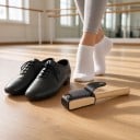 Dratbørste til ruskindssåler på danse sko 17 cm Træhåndtag Beskyttelseshætte med trykknap Til ballet sko og stiletter 2