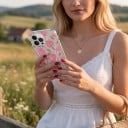 Pouzdro na iPhone 18 Pro Průhledný matný kryt Motiv růžových růží Měkký rám z TPU Tvrdý zadní panel Ochrana proti nárazům 4