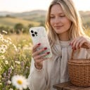 Pouzdro na iPhone 18 Pro Průhledný matný kryt Motiv bílých kvítků a lístků Měkký rám z TPU Tvrdý zadní panel Ochrana proti nárazům 6