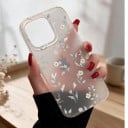 Pouzdro na iPhone 18 Pro Průhledný matný kryt Motiv bílých kvítků a lístků Měkký rám z TPU Tvrdý zadní panel Ochrana proti nárazům 3