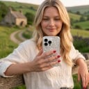Pouzdro na iPhone 18 Pro Průhledný matný kryt Motiv modrých a krémových kvítků Měkký rám z TPU Tvrdý zadní panel Ochrana proti nárazům 4