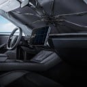 Deštníková sluneční clona na čelní sklo pro Tesla Model 3 a Model Y 123 x 90 cm Saténová látka Béžová S pouzdrem Ochrana před sluncem 2