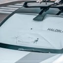 Deštníková sluneční clona na čelní sklo pro Tesla Model 3 a Model Y 123 x 90 cm Saténová látka Béžová S pouzdrem Ochrana před sluncem 5