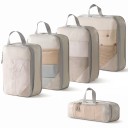 Conjunto de 4 organizadores de compressão para mala 20 x 30 cm até 39 x 40 cm com saco para sapatos em poliéster com rede para viajar 1