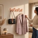 Wandhaken mit 3 Haken 29 x 7,5 cm Dekorativer Wandgarderobe in Wellenform Gedrehter Design Montage mit Schrauben 7