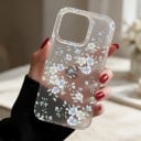 Pouzdro na iPhone 18 Pro Průhledný matný kryt Motiv modrých a bílých květů Měkký rám z TPU Tvrdý zadní panel Ochrana proti nárazům 5