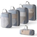 Conjunto de 4 organizadores de compressão para mala 20 x 30 cm até 39 x 40 cm com saco para sapatos em poliéster com rede para viajar 8