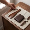 Wooden Shoe Horn 19.2 cm Short Pocket Shoe Horn in Walnut Shade with Hanging Cord for Home and Travel 2