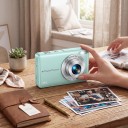 Dětský digitální fotoaparát 44 Mpx 1080P video 16x zoom Displej 2.4″ Detekce úsměvu Samospoušť Karta 32 GB 7