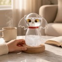 Bouřkové sklo Storm Glass ve tvaru kočky s netopýřími křídly 11 x 10 cm Skleněný barometr s krystaly Dekorace na stůl 3