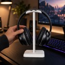 Suport pentru căști cu suport pentru telefon și tabletă Înălțime 23 cm Țeavă din aluminiu Pernă moale din TPE Pentru headset de gaming pe birou 3