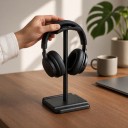 Suport pentru căști cu suport pentru telefon și tabletă Înălțime 23 cm Țeavă din aluminiu Pernă moale din TPE Pentru headset de gaming pe birou 4