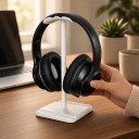 Suport pentru căști cu suport pentru telefon și tabletă Înălțime 23 cm Țeavă din aluminiu Pernă moale din TPE Pentru headset de gaming pe birou 6