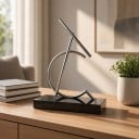 Kinetisk pendul C 28,5 x 9,5 x 24,5 cm Bevægelsesarm på leje Plastisk fod Sølv og sort Borddekoration til kontoret 2