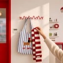 Wandhaken mit 5 Haken 49 x 6,5 cm Dekorativer Wandgarderobe in Wellenform Gedrehter Design Montage mit Schrauben 2