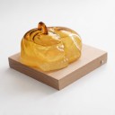Bouřkové sklo Storm Glass ve tvaru spící kočky 11 x 6,5 cm Skleněný barometr s krystaly na dřevěném podstavci Dekorace 2