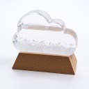 Bouřkové sklo Storm Glass ve tvaru mráčku 9,5 x 7 x 11 cm Průhledný skleněný barometr s krystaly na dřevěném podstavci Dekorace 1