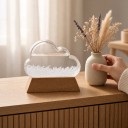 Bouřkové sklo Storm Glass ve tvaru mráčku 9,5 x 7 x 11 cm Průhledný skleněný barometr s krystaly na dřevěném podstavci Dekorace 5