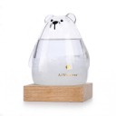 Bouřkové sklo Storm Glass ve tvaru ledního medvěda 8 x 12 cm Skleněný barometr s krystaly na dřevěném podstavci Dekorace 1