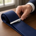 Nyakkendőcsipesz 6 x 0,6 cm Fényes fém nyakkendőcsipesz hosszanti barázdákkal a szélein Ezüst Elegáns kiegészítő öltönyhöz és inghez 3