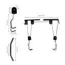 Ceiling Pulley Bike Hoist Load Capacity 60 kg Steel Ceiling Bracket with Hooks 17 cm Black for Space-Saving Bike Storage in Garage and Workshop 10