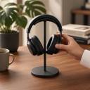 Hovedtelefonstand med blød TPU støtte Højde 21 cm Rund base 11,5 cm Plastisk Til gaming headset og kontor 2