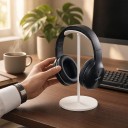 Hovedtelefonstand med blød TPU støtte Højde 21 cm Rund base 11,5 cm Plastisk Til gaming headset og kontor 5