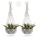 Makramé ophæng til blomsterkrukker 2 stk Hvid 50 cm med metalring og 2 S kroge Håndlavet i boho stil til stueplanter og balkon 1